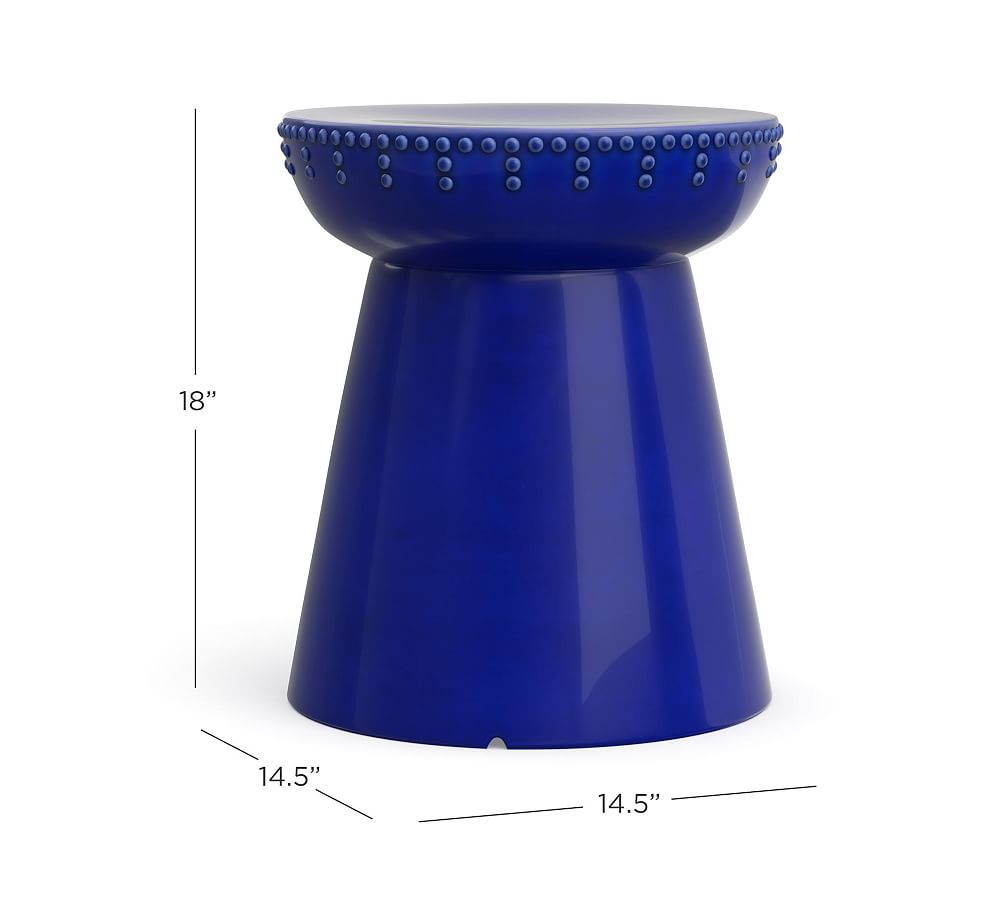 Blue Ceramic Outdoor Side Table Pottery Barn