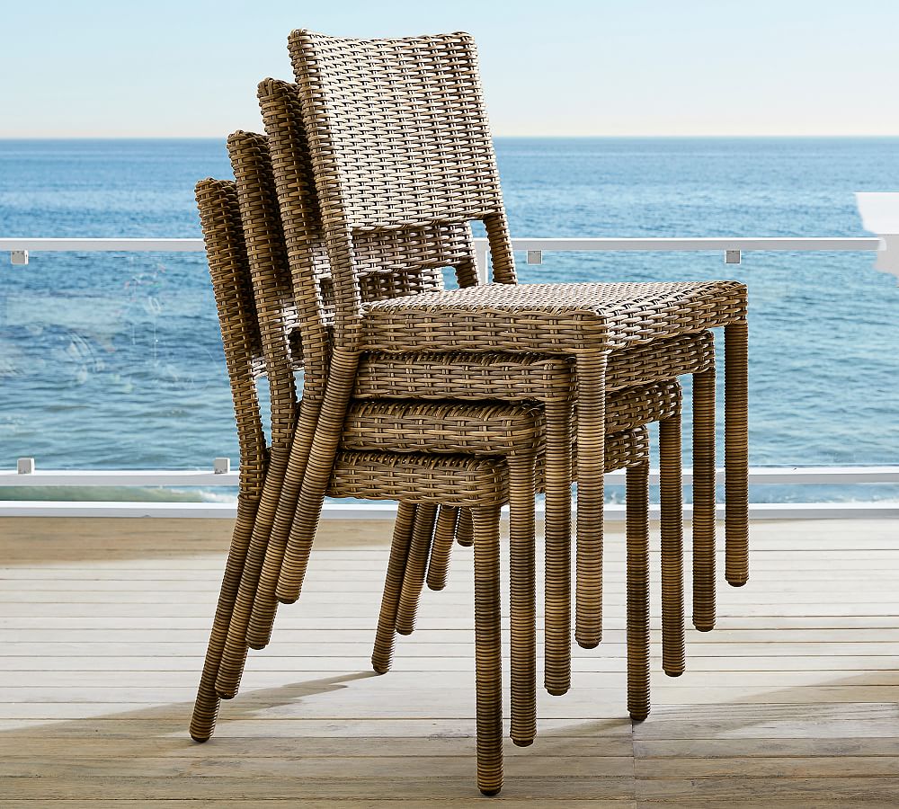 Torrey Wicker Stackable Outdoor Dining Chair Pottery Barn