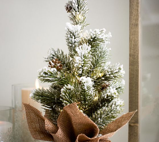 Pre-Lit Frosted Faux Pine Trees | Pottery Barn