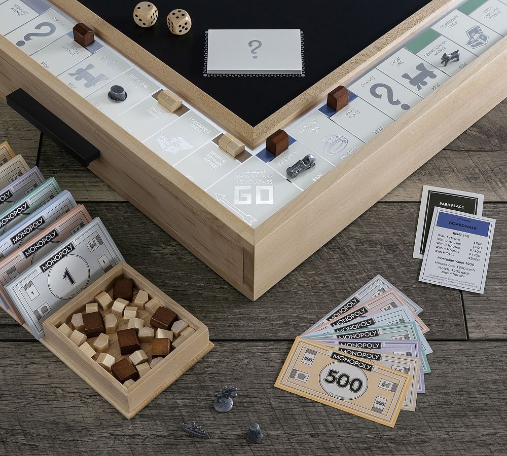 Wooden Monopoly Board Game - Maple Luxury Edition | Pottery Barn
