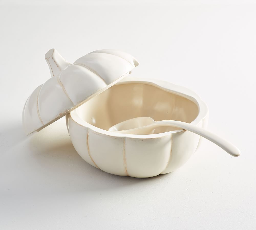 Rustic Pumpkin Shaped Stoneware Tureen Pottery Barn