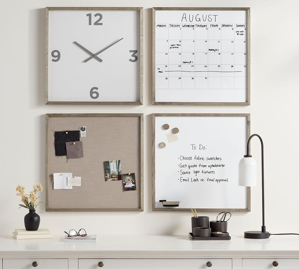 Wood Gallery Home Office Clock Graywash Pottery Barn