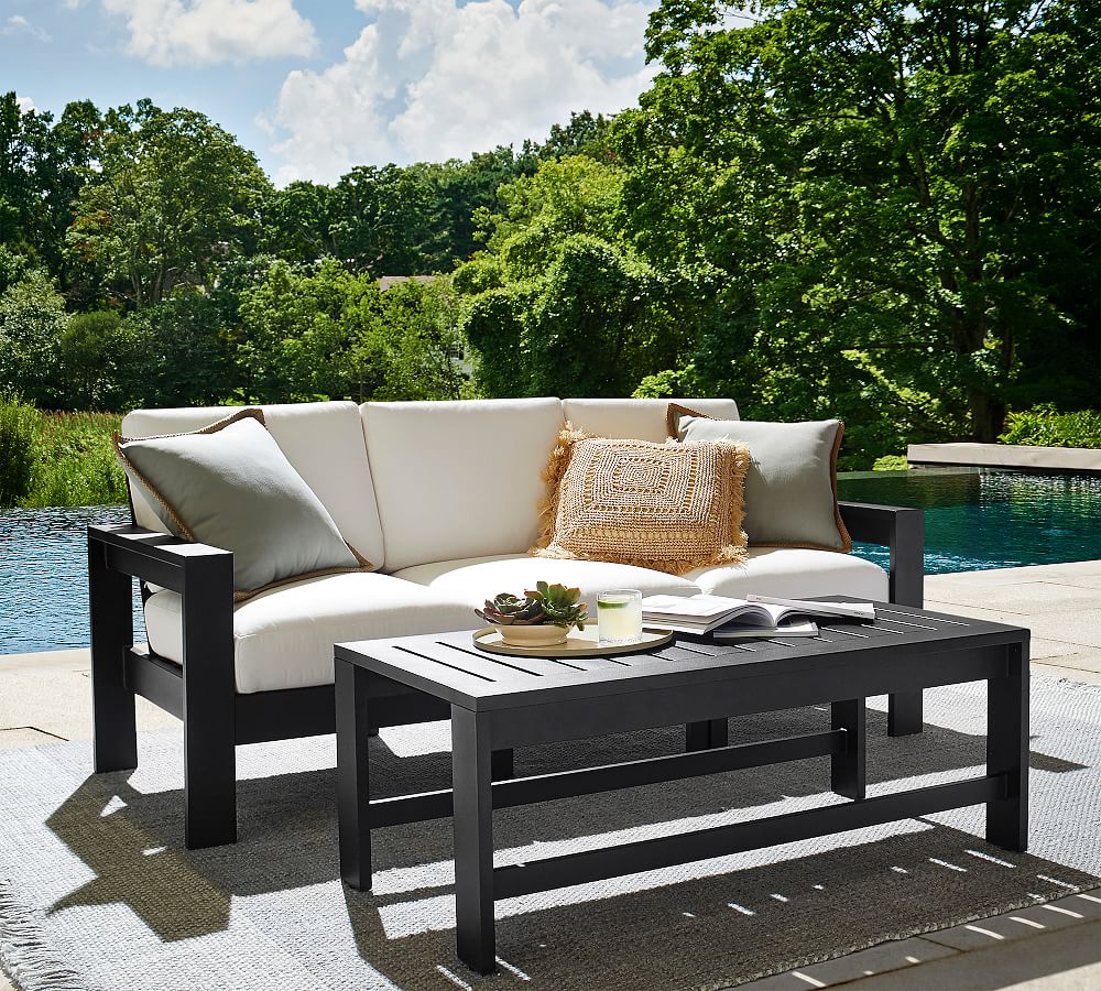 Malibu Metal Outdoor Coffee Table, Black | Pottery Barn