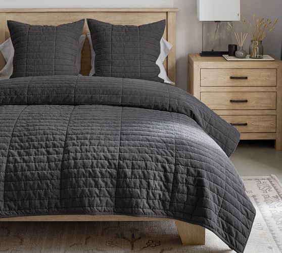 Hudson Handcrafted Heathered Velvet Quilt & Shams | Pottery Barn