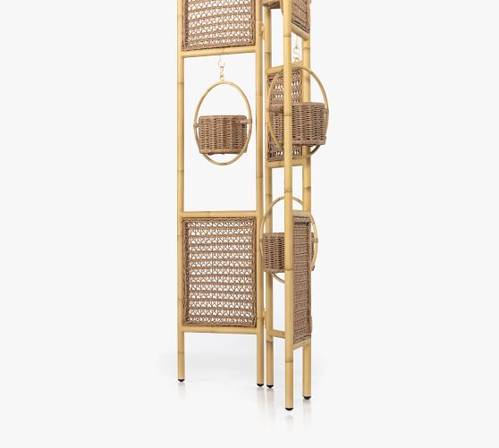 Vintage Rattan Folding Privacy Screen Pottery Barn