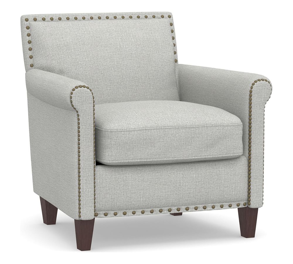 OPEN BOX Roscoe Upholstered Armchair, Basketweave Slub Ash Pottery Barn