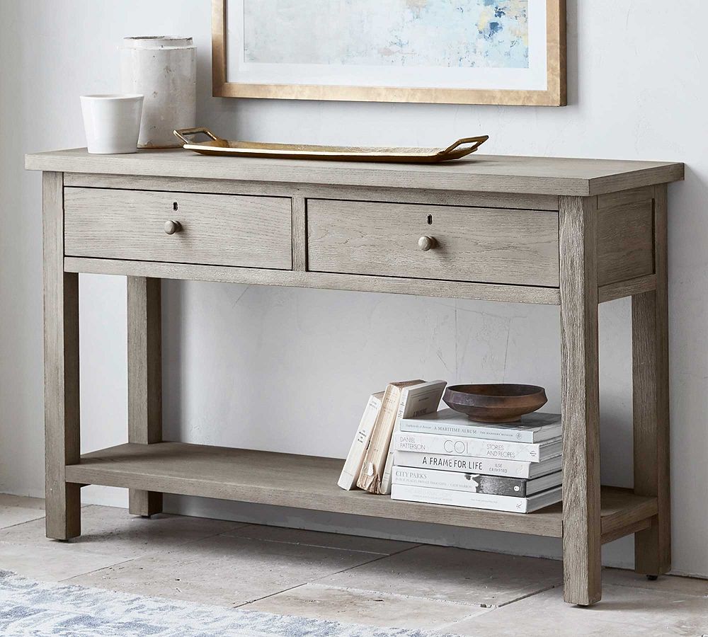 farmhouse sofa table with drawers