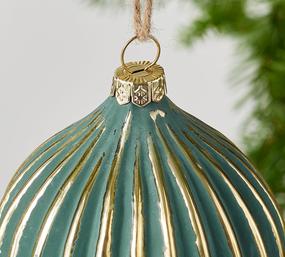 Gold Ribbed Finial Ornament | Pottery Barn