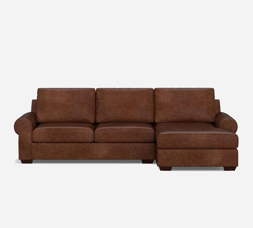 Big Sur Roll Arm Leather Sofa Chaise Sectional Pottery Barn