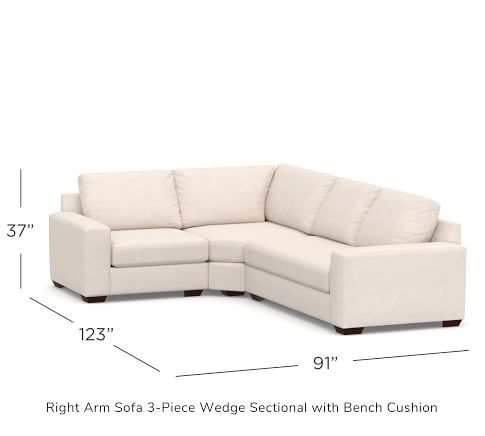 Big Sur Square Arm Upholstered 3-Piece Sectional with Wedge | Pottery Barn