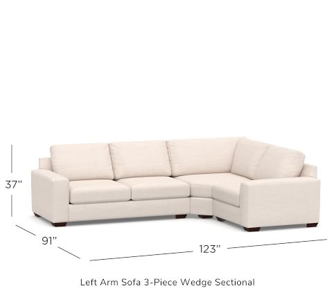 Big Sur Square Arm Upholstered 3-Piece Sectional with Wedge | Pottery Barn