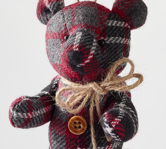 St Jude's Plaid Bear Ornament Pottery Barn