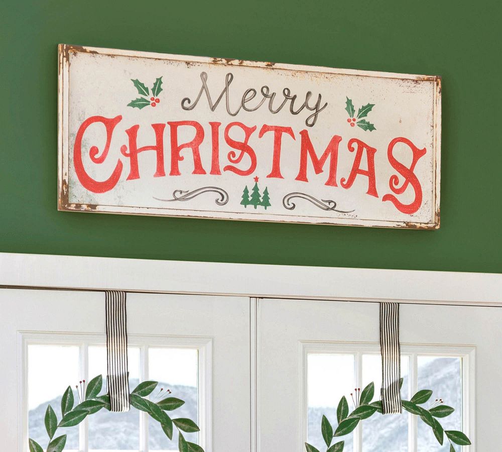Merry Christmas Holly Vintage Wall Art Pottery Barn