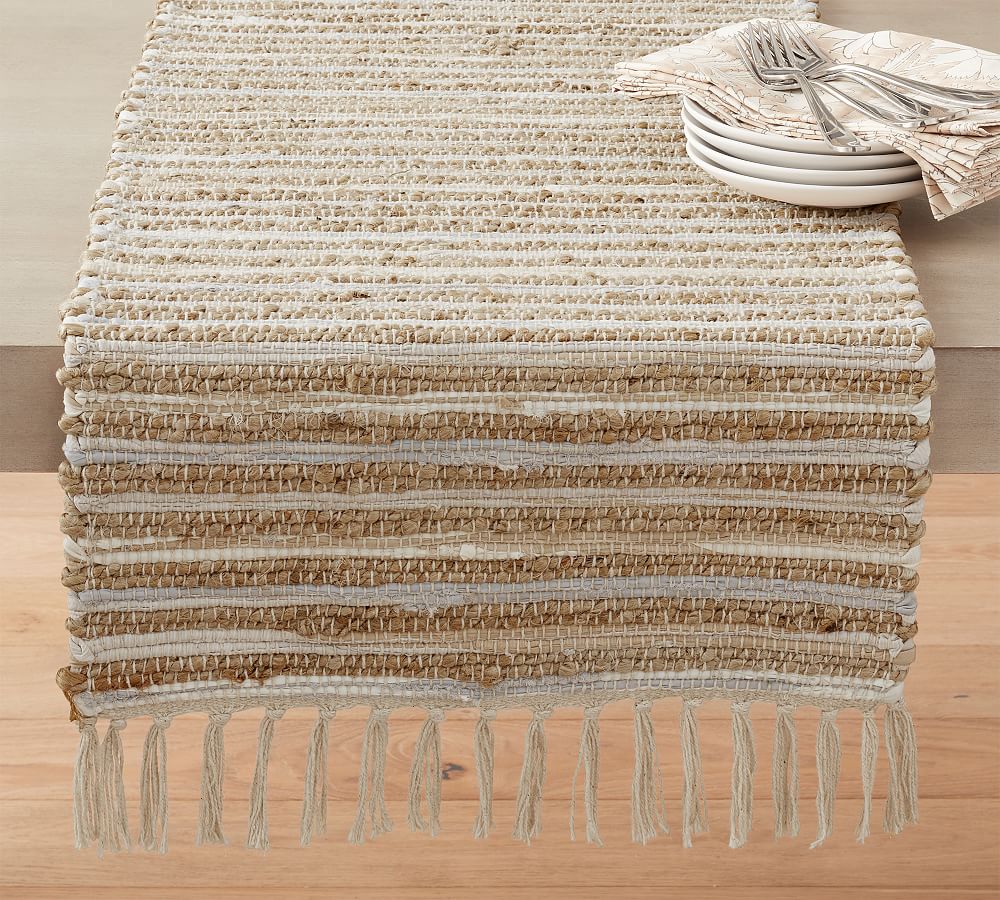 OPEN BOX Bellport Handcrafted Textured Table Runner Pottery Barn