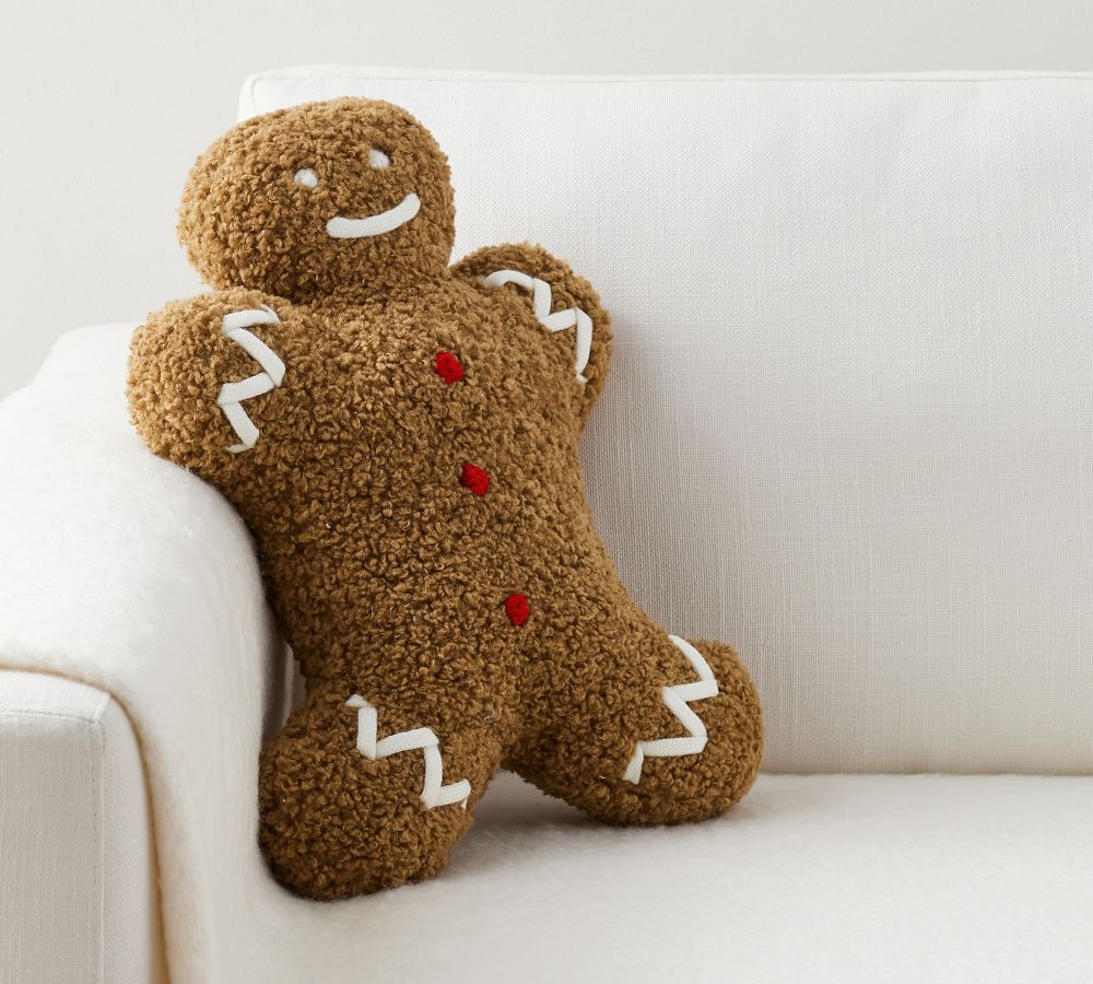 Cozy Teddy Gingerbread Shaped Pillow Pottery Barn