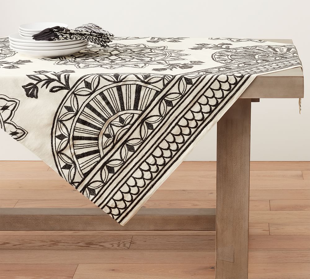 Marrakesh Embroidered Cotton Table Throw Pottery Barn