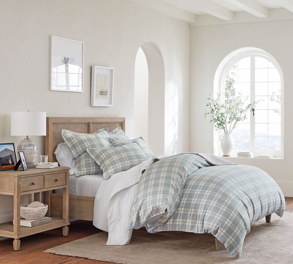 Briar Plaid Cotton/Linen Yarn Dye Duvet Cover Pottery Barn