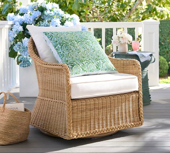 Westport Wicker Swivel Outdoor Lounge Chair Pottery Barn
