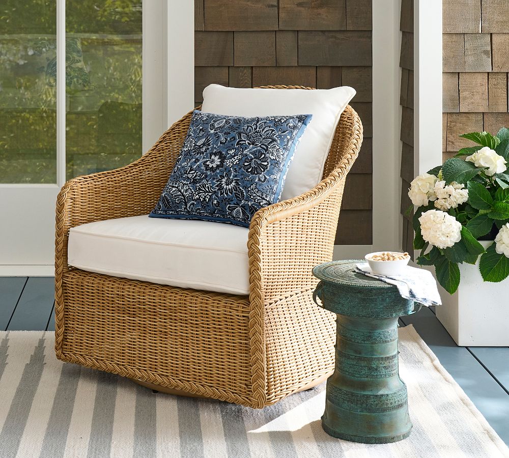 Westport Wicker Swivel Outdoor Lounge Chair Pottery Barn