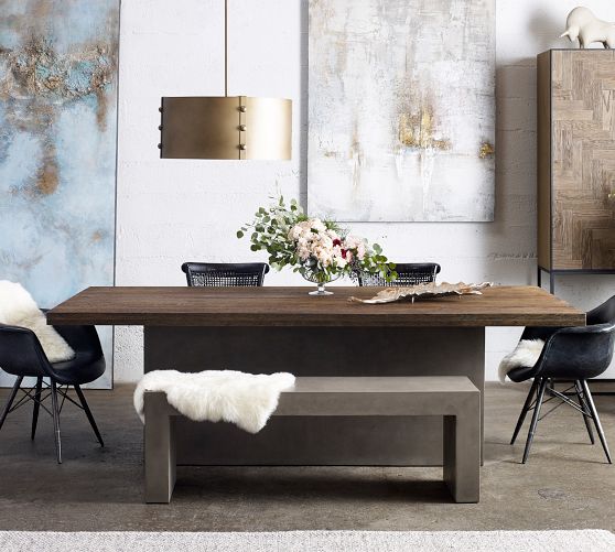 Adonis Rectangular Concrete Outdoor Dining Table | Pottery Barn