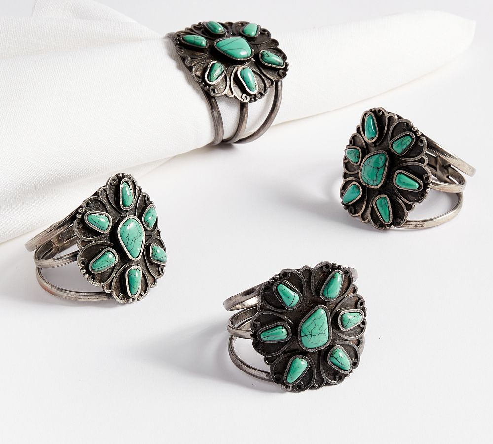 Handcrafted Turquoise Napkin Rings Set of 4 Pottery Barn