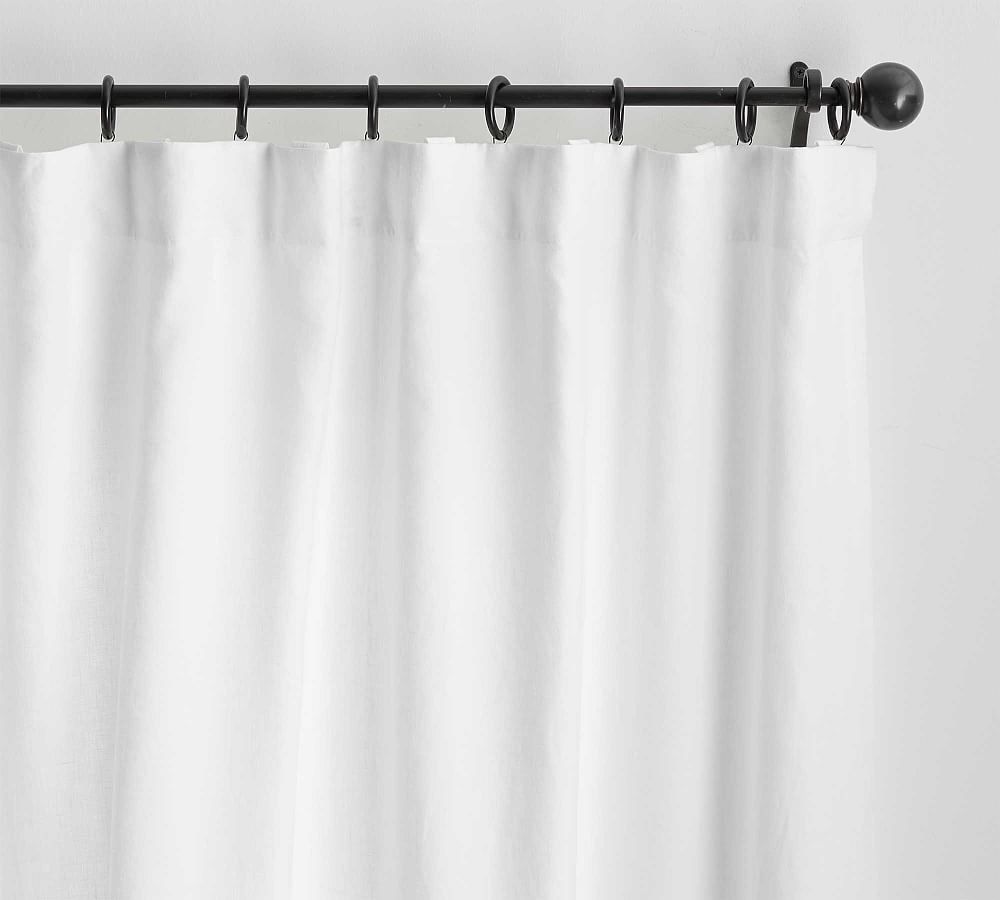 Custom Belgian Flax Linen Blackout Curtain - White | Pottery Barn