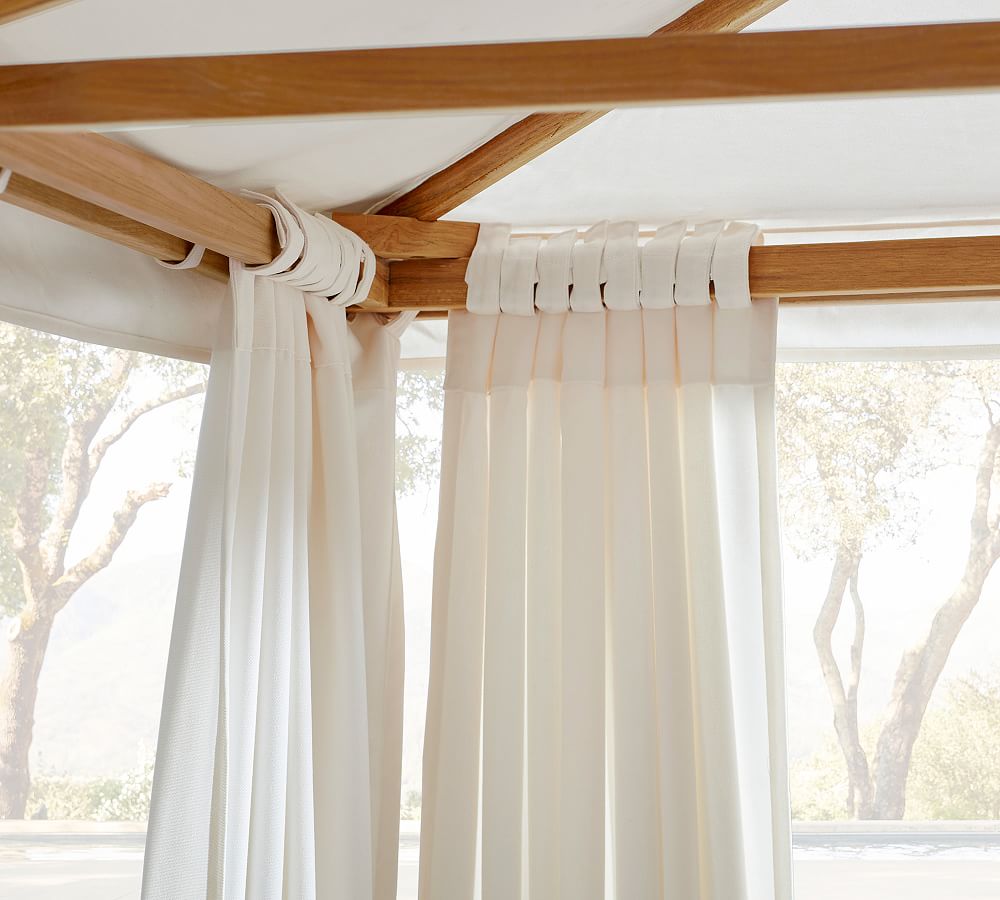 Madera Teak Daybed Double Outdoor Chaise Lounge with Canopy Pottery Barn