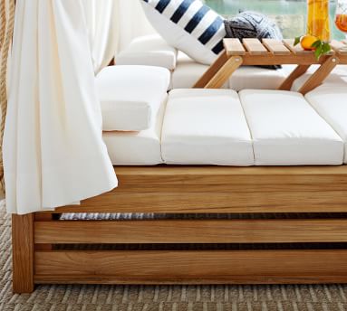 Madera Teak Daybed Double Outdoor Chaise Lounge with Canopy | Pottery Barn