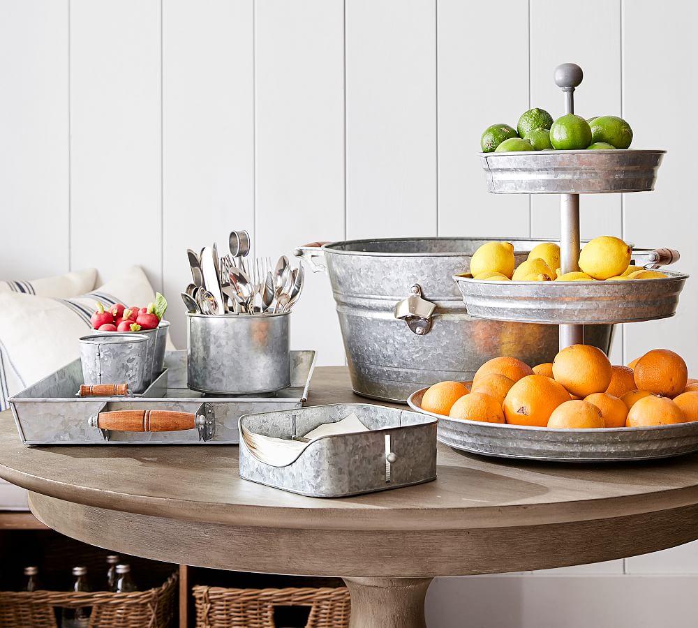Galvanized Metal Party Bucket & Stand Pottery Barn