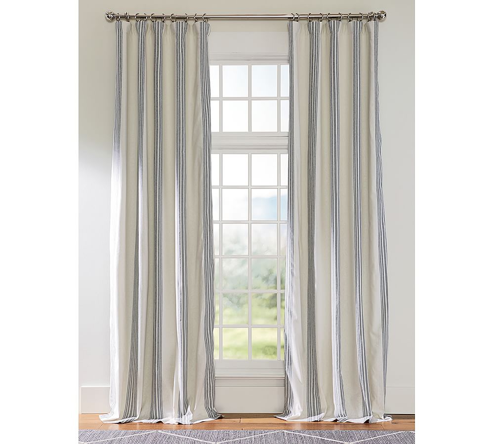 Riviera Striped Linen/Cotton Blackout Curtain Pottery Barn