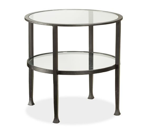 pottery barn tanner round end table