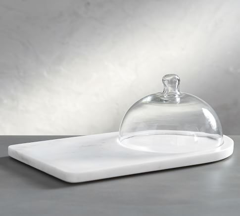 White Marble Glass Domed Cheese Board