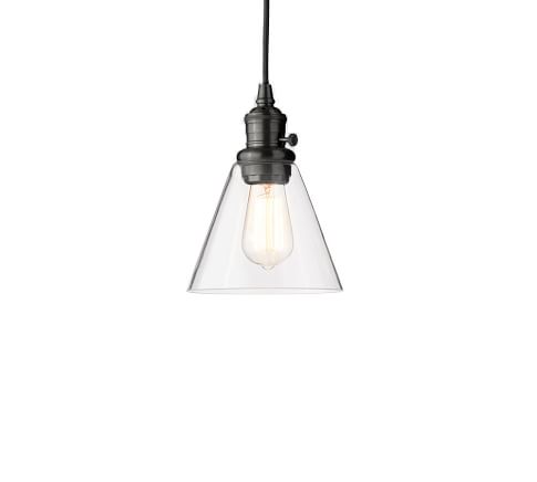 Flared Glass Pendant Hood & Bronze Cord - Small