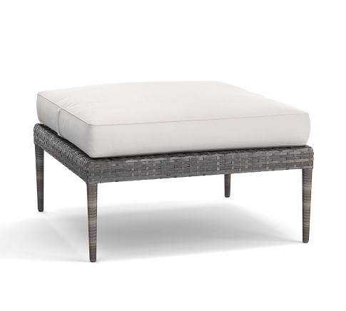 Cammeray All-Weather Wicker Sectional, Ottoman with Cushion, Gray