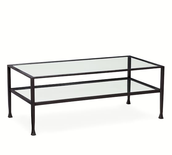 metal coffee table with glass