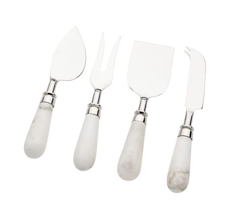 White Marble Cheese Knives, Set of 4