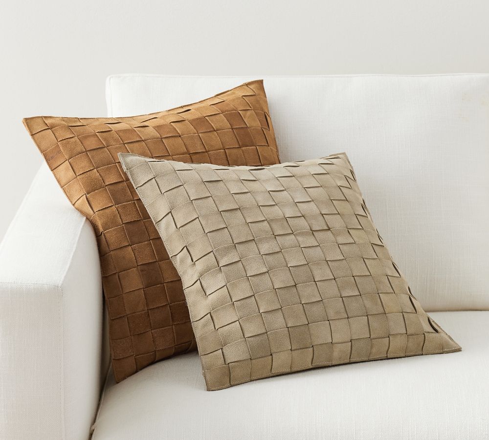 Basketweave Suede Pillow Pottery Barn