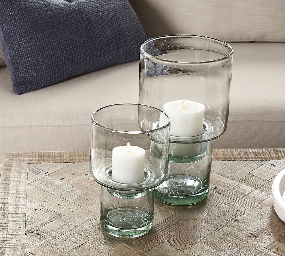 Playa Recycled Glass Display Hurricanes Candle Holder Pottery Barn