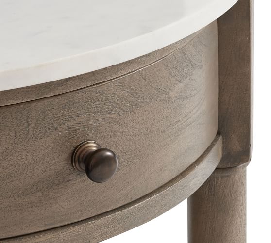 round nightstand with marble top