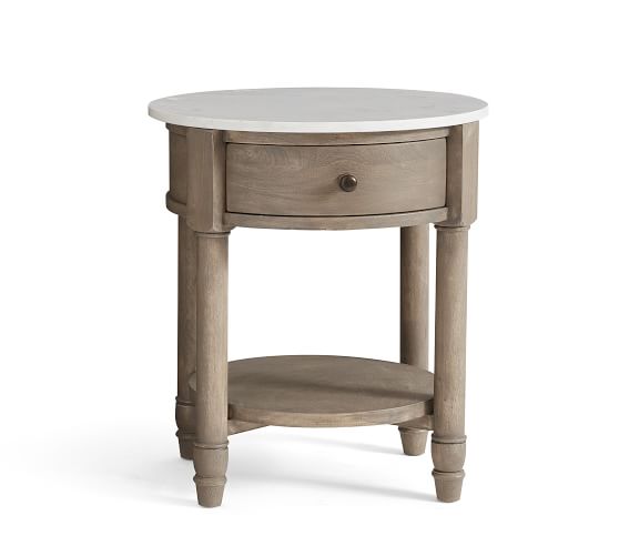 marble round nightstand