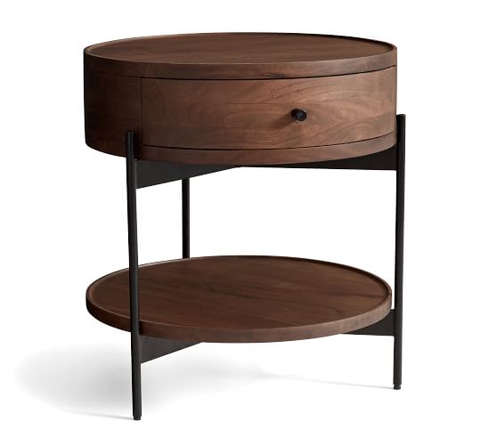 solid wood round nightstand