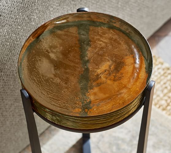 amber glass table top