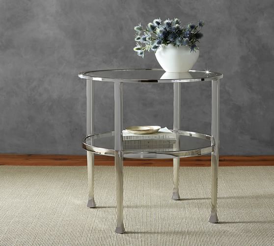 pottery barn tanner round end table