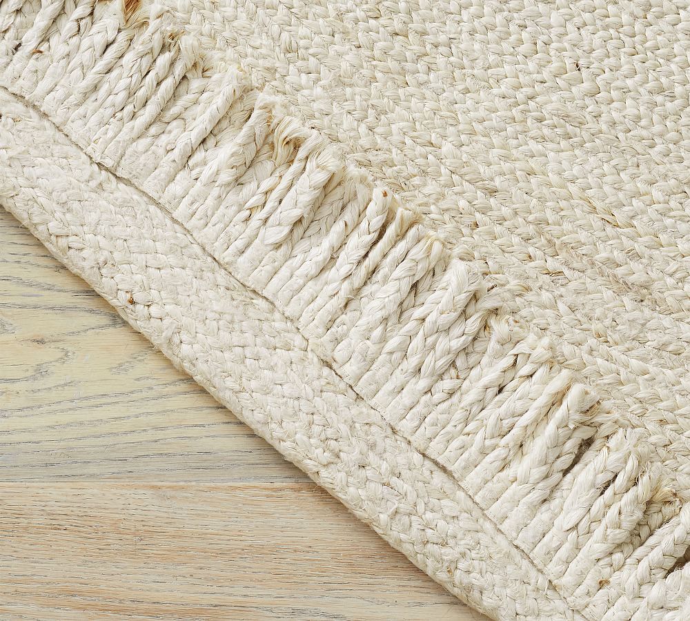 OPEN BOX Fringed Braided Round Jute Rug Pottery Barn