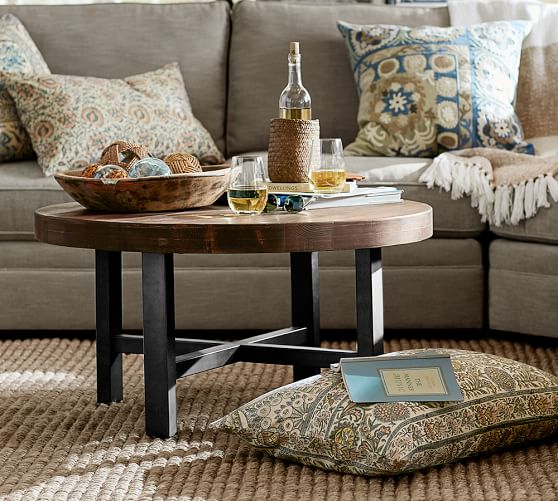 pottery barn circle coffee table