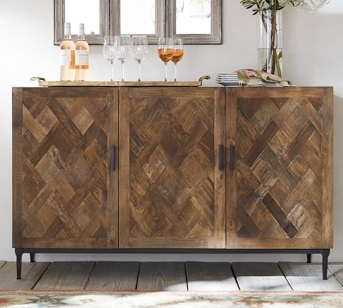 parquet reclaimed wood media console