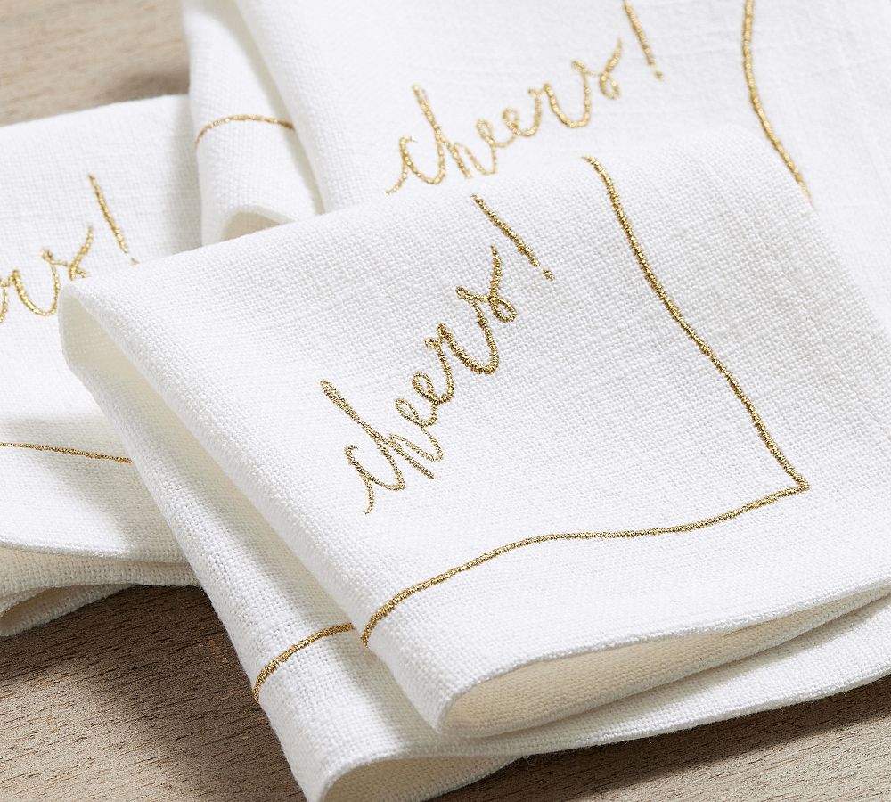 Cheers! Cotton Cocktail Napkins Set of 4 Pottery Barn