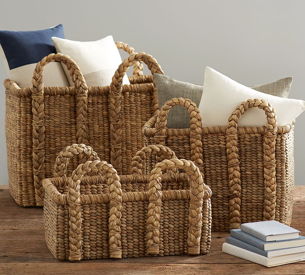 Beachcomber Handwoven Seagrass Rectangular Handled Baskets