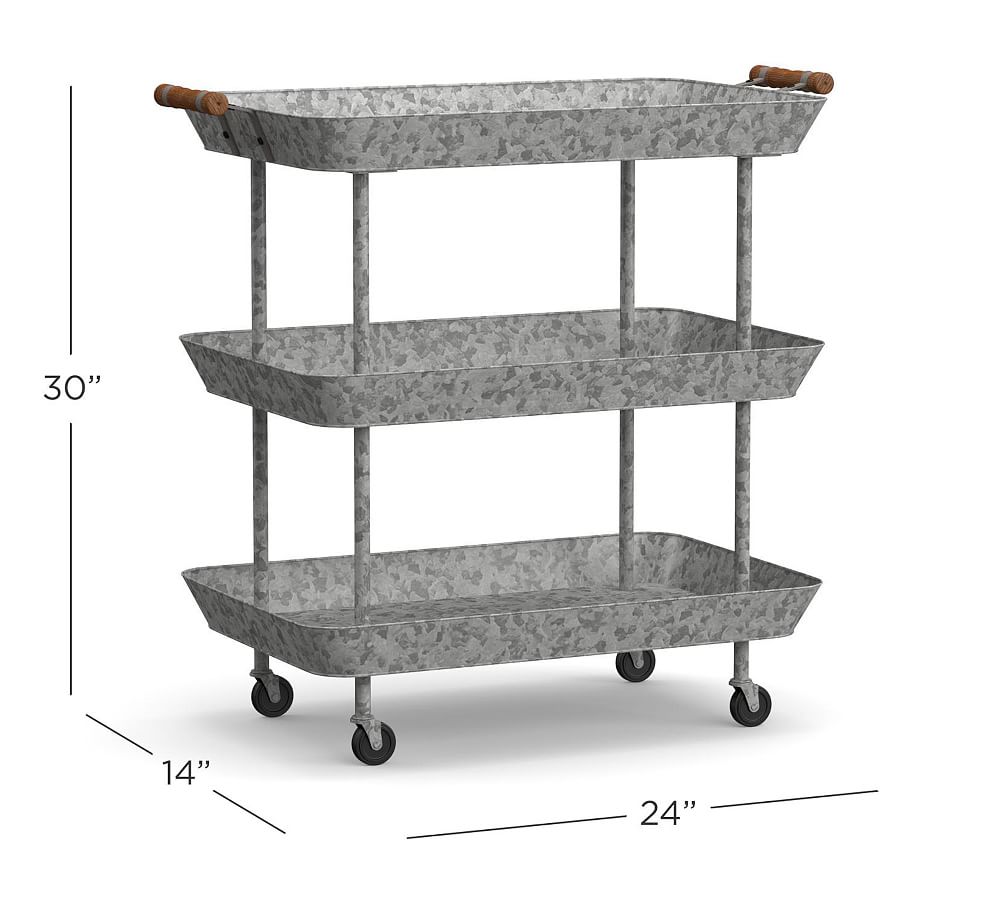 Rainier Galvanized Storage Cart Pottery Barn