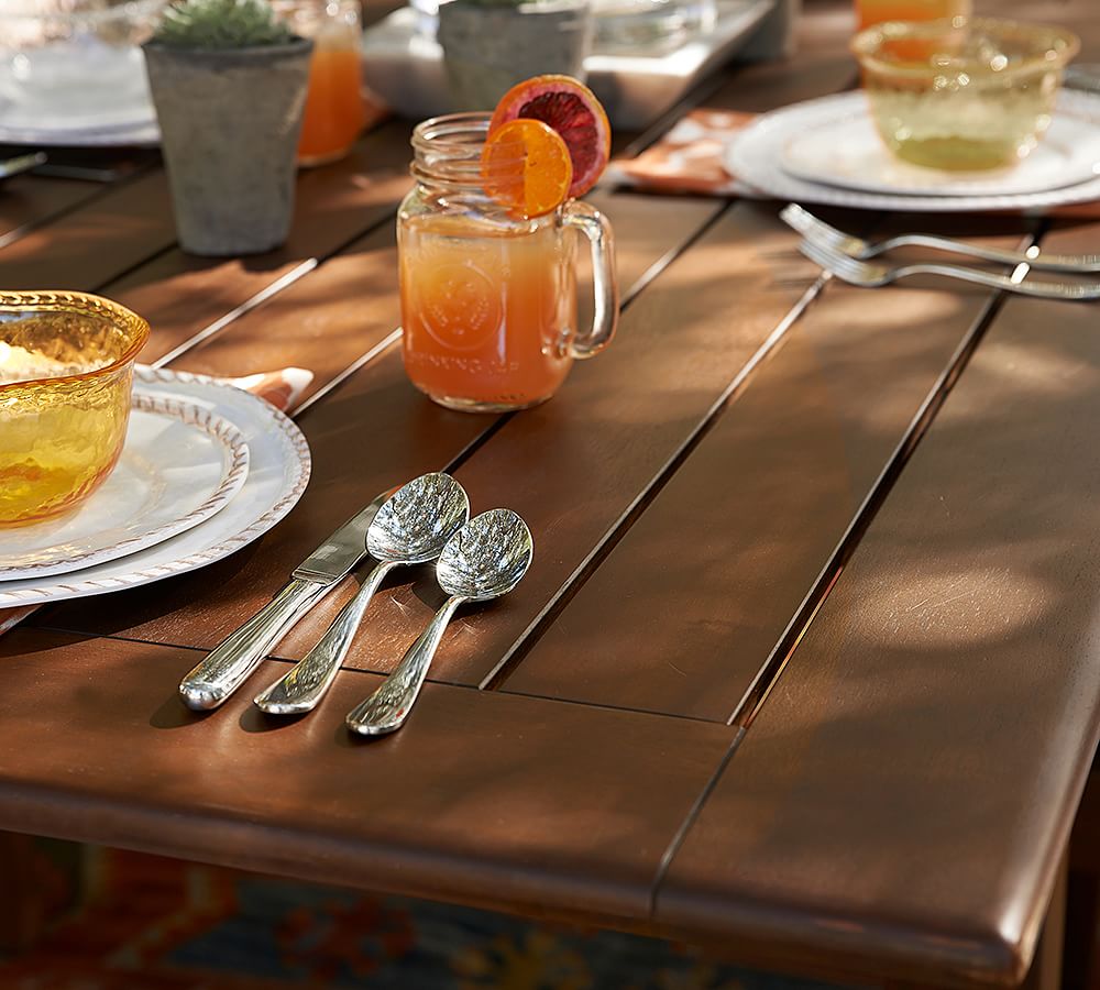 Chatham FSC® Mahogany Extending Outdoor Dining Table Pottery Barn